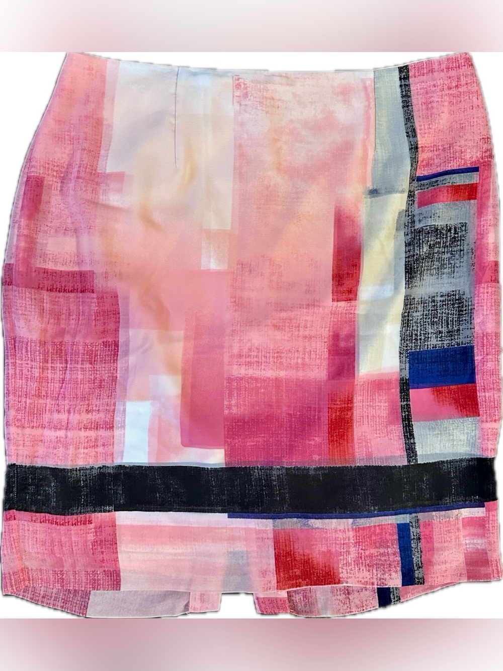White House Black Market Multicolor Straight Skirt, Abstract Print Size 14
